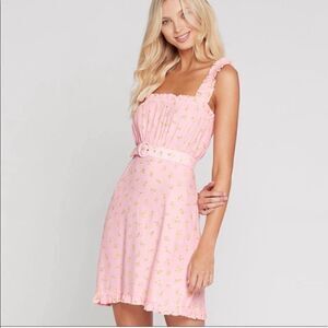 NEW Faithfull the Brand Mid Summer Mini Dress in Luda Floral Print Pink Small